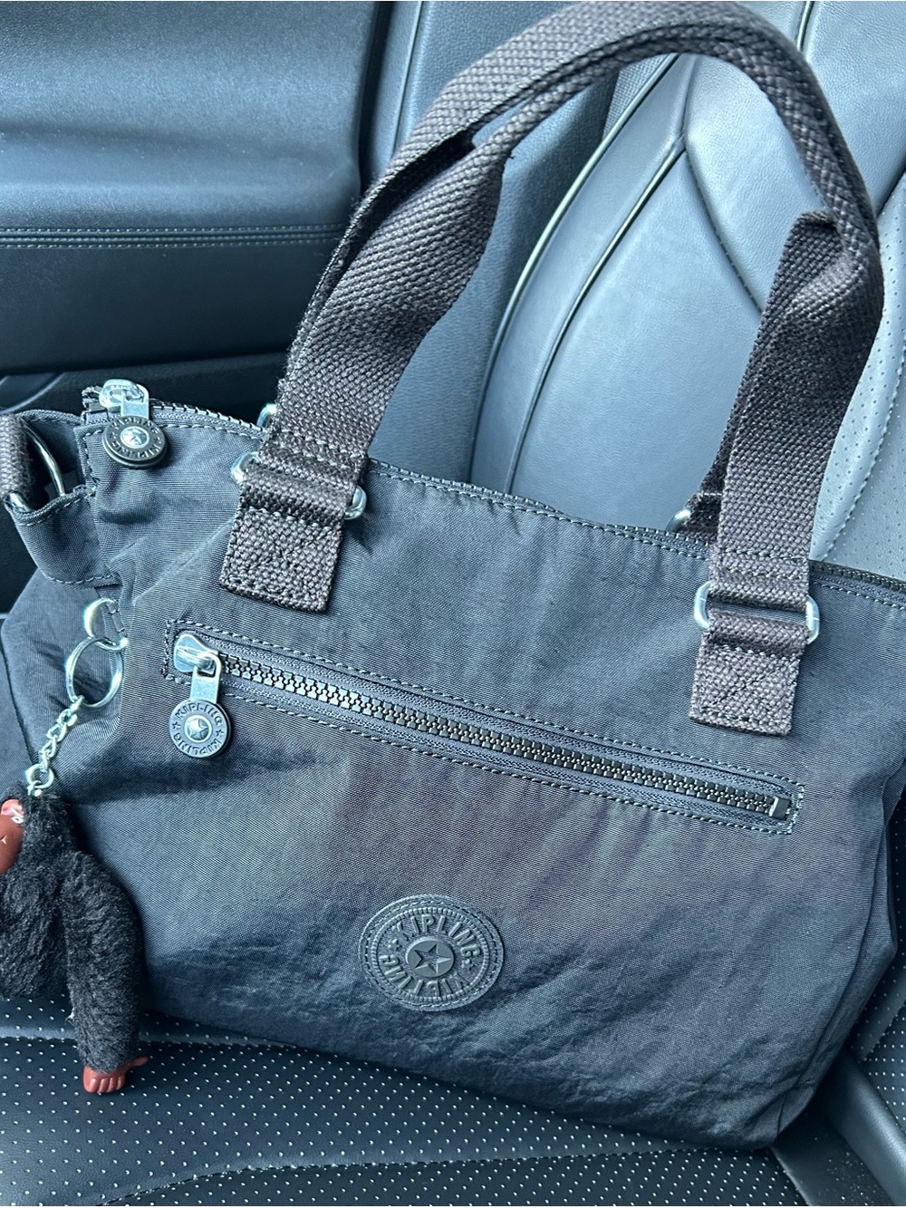 Kipling Black Nylon Tote Bag with Logo Badge